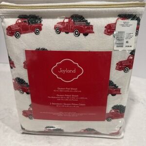 Joyland Flannel Twin/Twin XL Sheet Set Red Truck W/Christmas Tree New